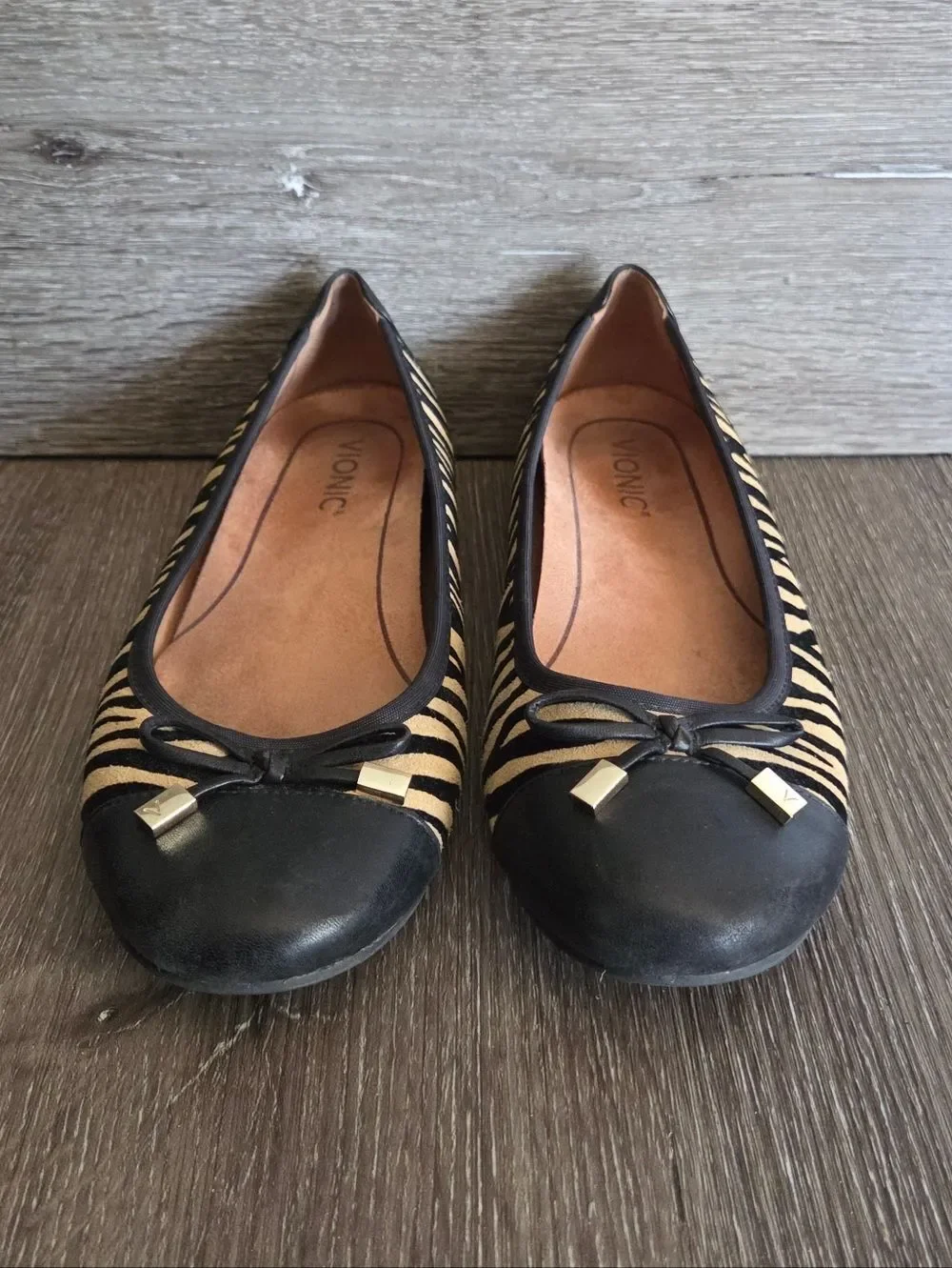 Vionic Minna Ballet Flats Tiger Print Pattern Sz 8